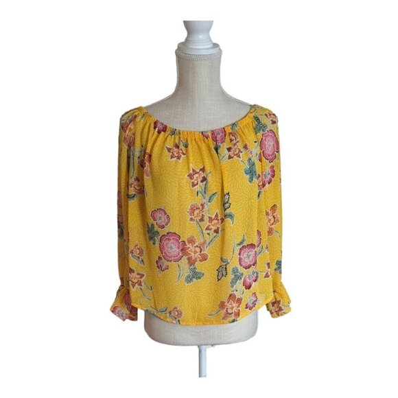 Forever 21 Yellow Floral Off the Shoulder Blouse - Picture 2 of 10